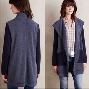 Anthropologie Saturday Sunday Open Cardigan Womens S Boucle Blue Layered Boho